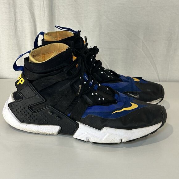 Nike Air Huarache Gripp Black Blue Yellow AO1730-006 Mens 11 Basketball Sneaker - Picture 1 of 13